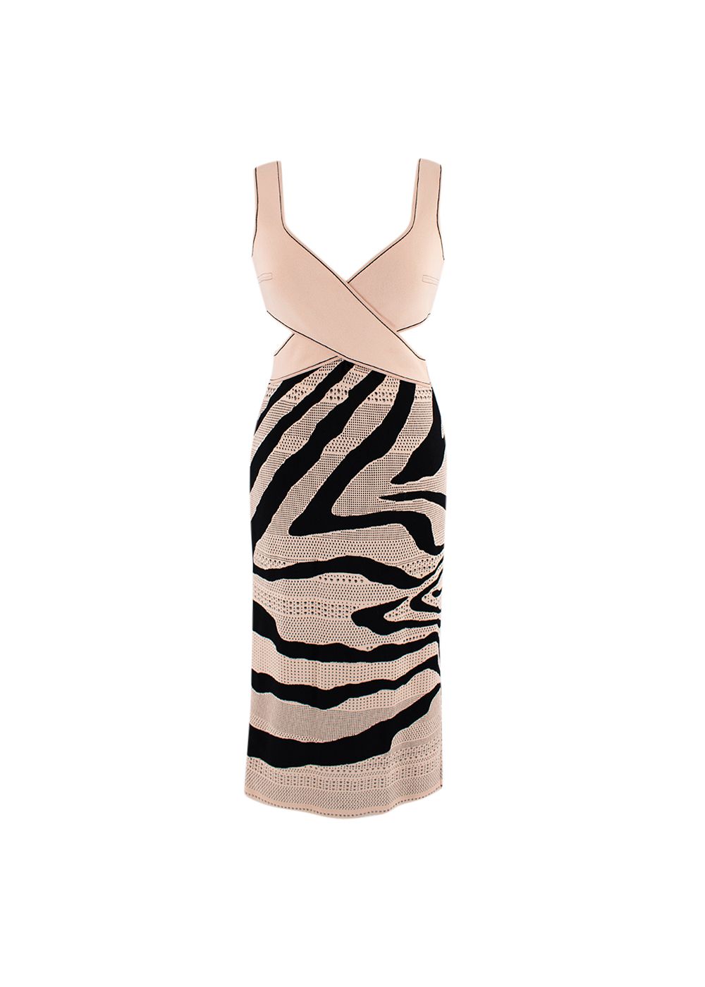 Preowned Roberto Cavalli Zebra Print Pink and Black Knit Dress Size XS