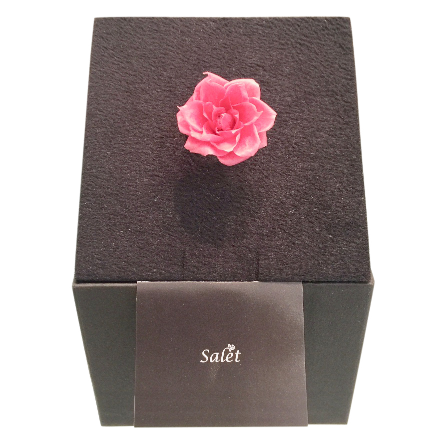 Salet Resin Pink Rose Ring Size S gold band/setting/real resin rose