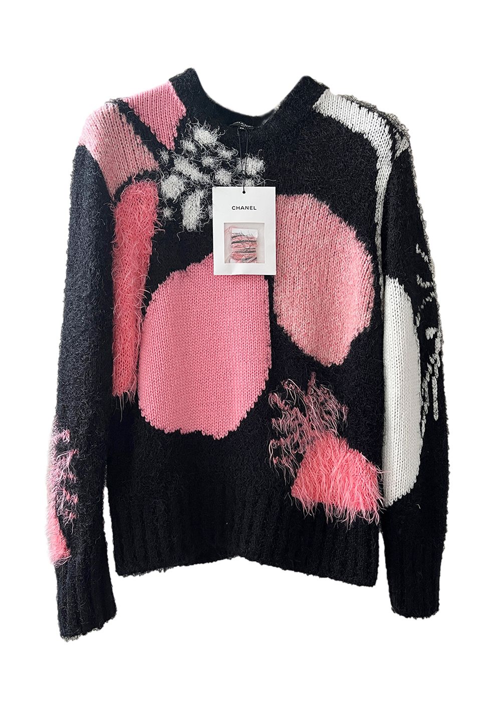 Chanel Black Floral Cashmere Jumper Size XS Black pink cashmere mix