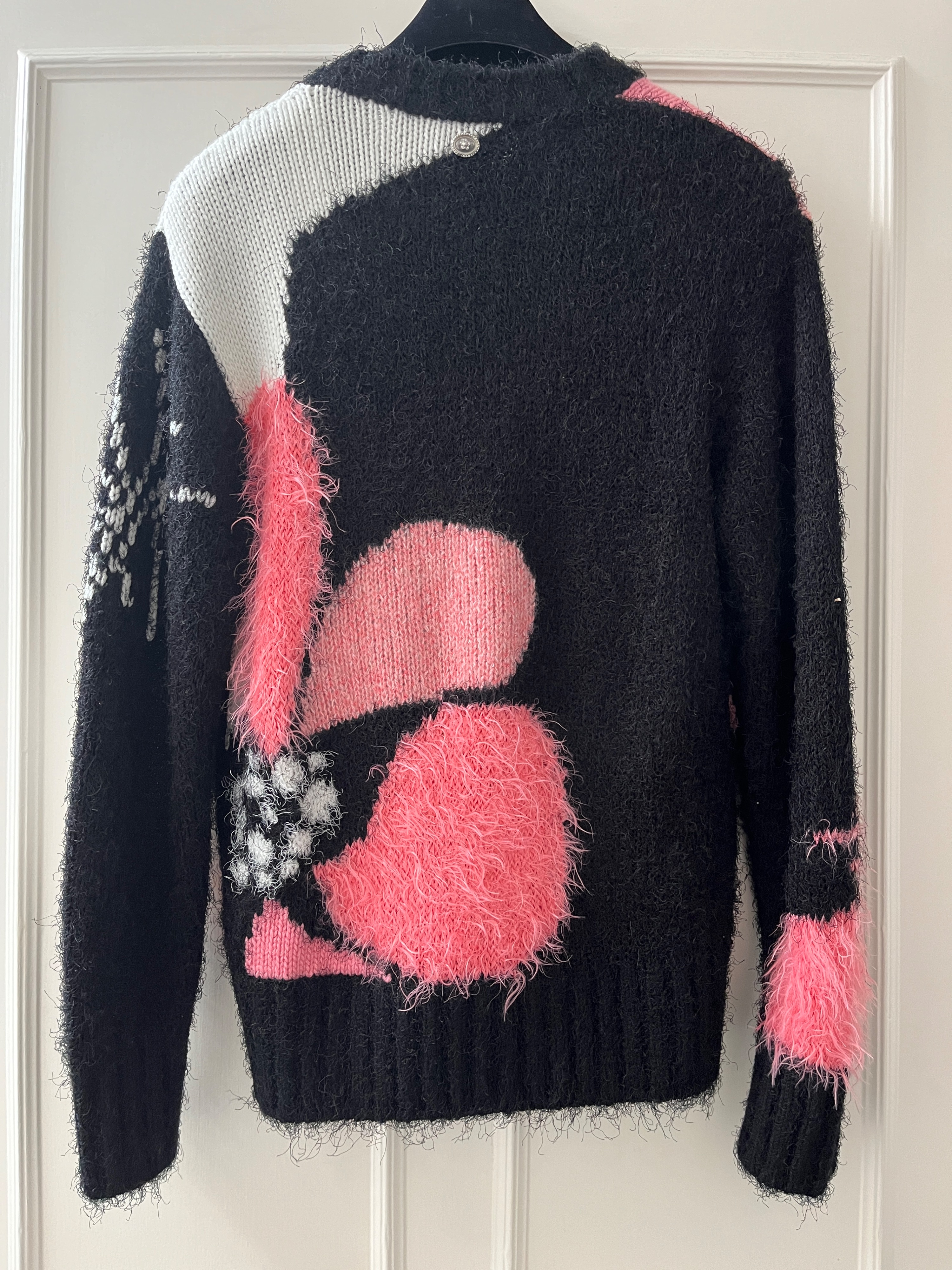 Chanel Black Floral Cashmere Jumper Size XS Black pink cashmere mix