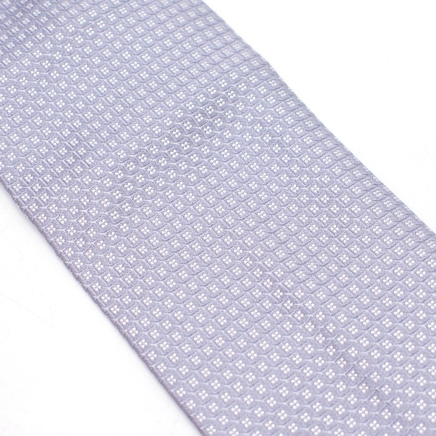 Men's Preowned Thomas Pink Grey Silk Embroidered Tie