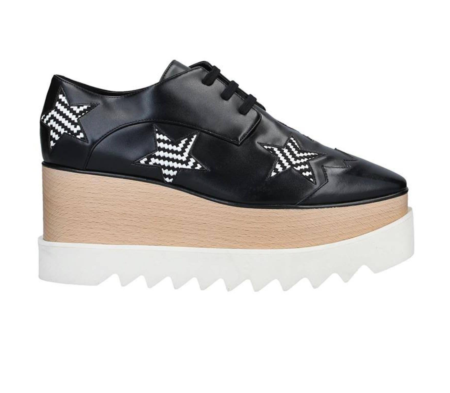 Preowned Stella McCartney Elyse Star Embroidered Platform Lace Up Shoes Size 40 black vegan leather