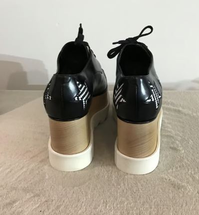 Preowned Stella McCartney Elyse Star Embroidered Platform Lace Up Shoes Size 40 black vegan leather