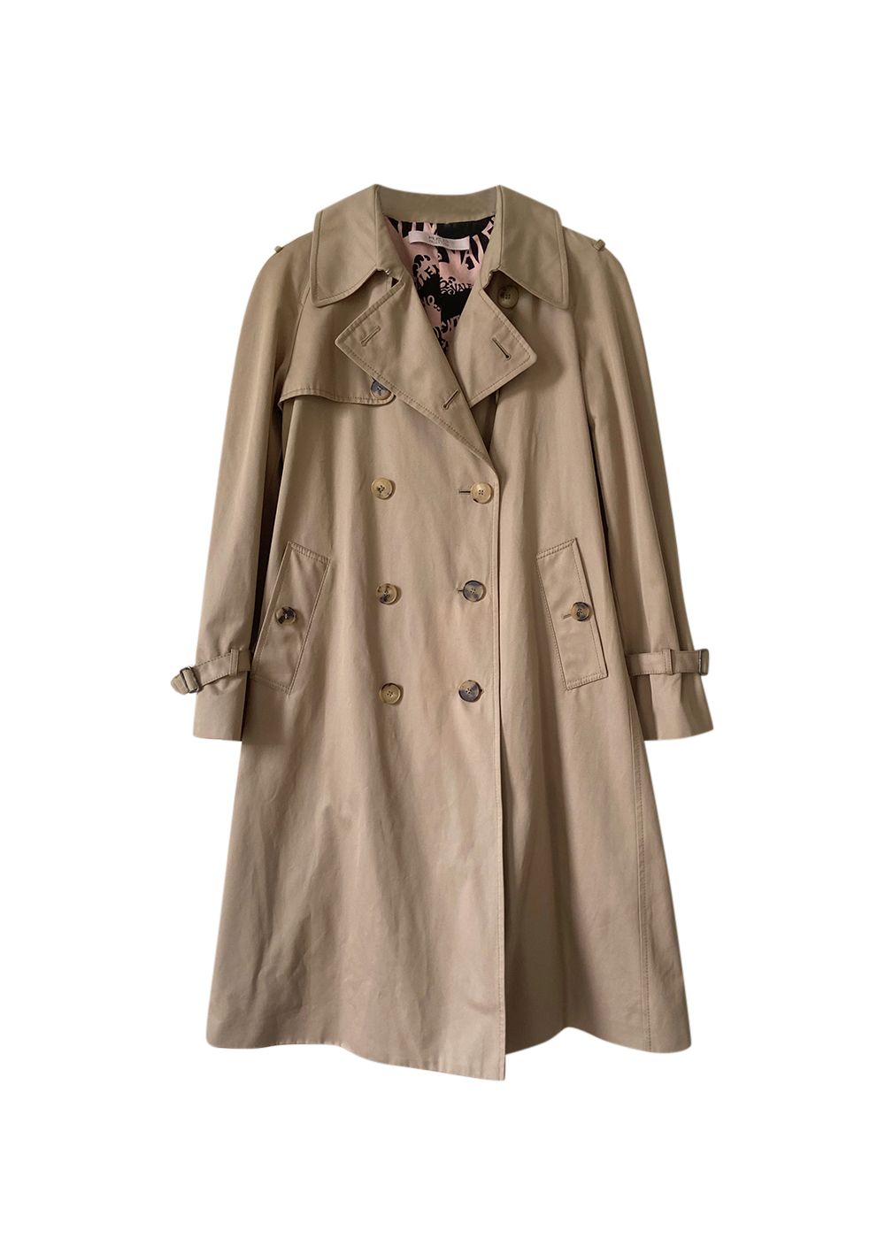 Preowned Red Valentino Beige Double Breasted Short Trench Coat Size 42 cotton