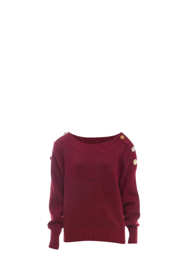 Preowned Veronica Beard Chase Off The Shoulder Sweater Size M burgundy wool/hair/alpaca fibre