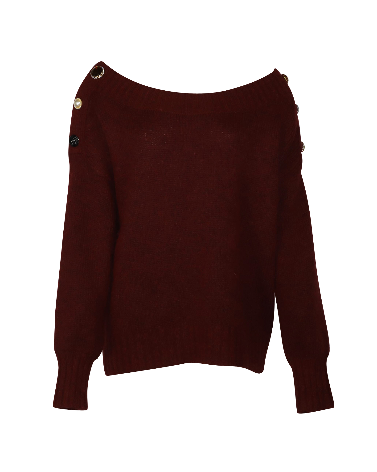 Preowned Veronica Beard Chase Off The Shoulder Sweater Size M burgundy wool/hair/alpaca fibre