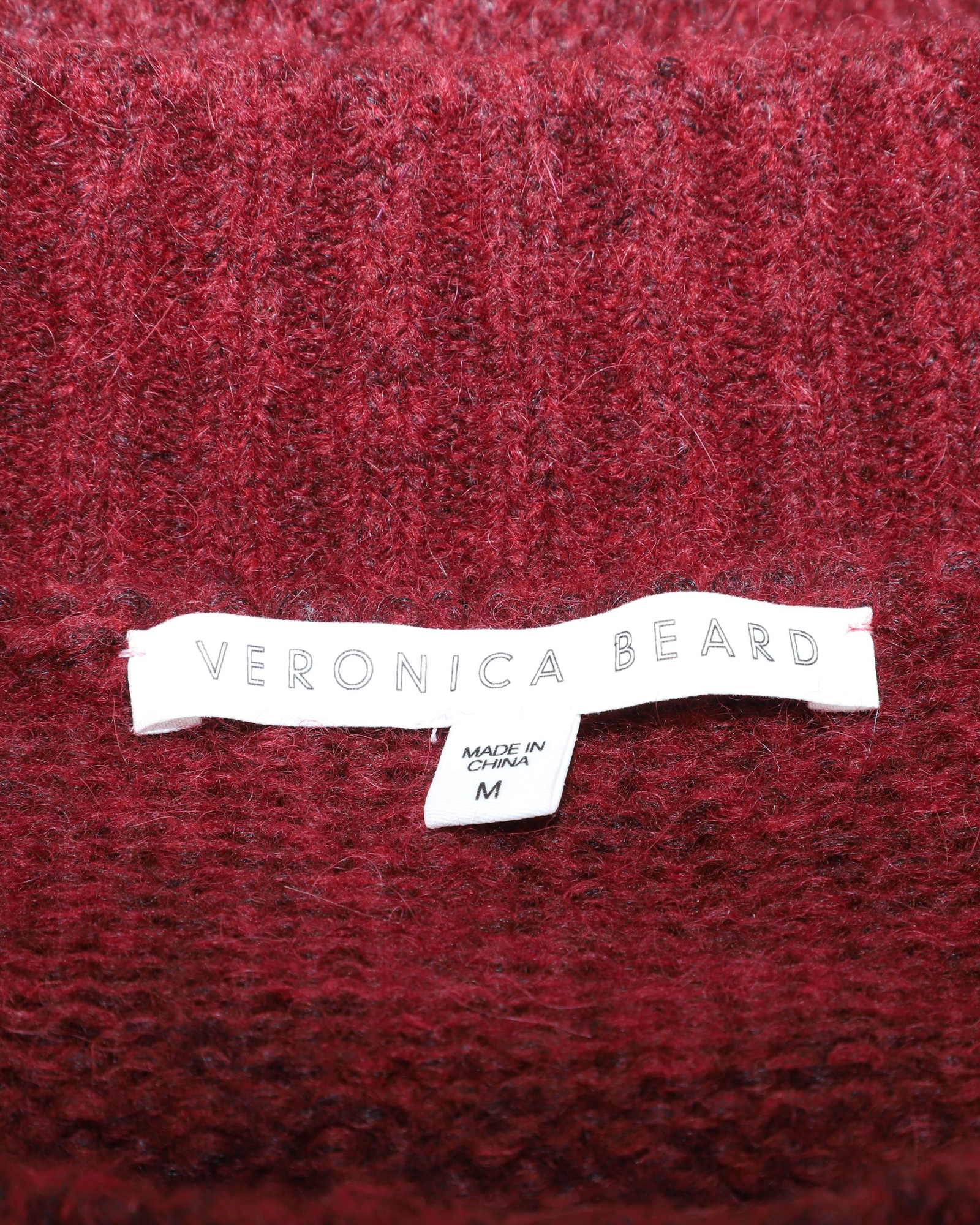 Preowned Veronica Beard Chase Off The Shoulder Sweater Size M burgundy wool/hair/alpaca fibre