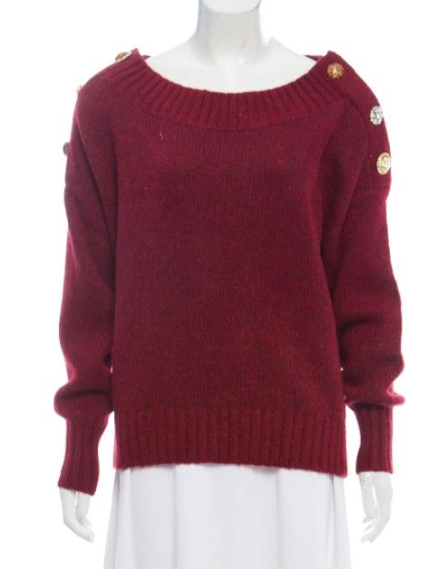 Preowned Veronica Beard Chase Off The Shoulder Sweater Size M burgundy wool/hair/alpaca fibre