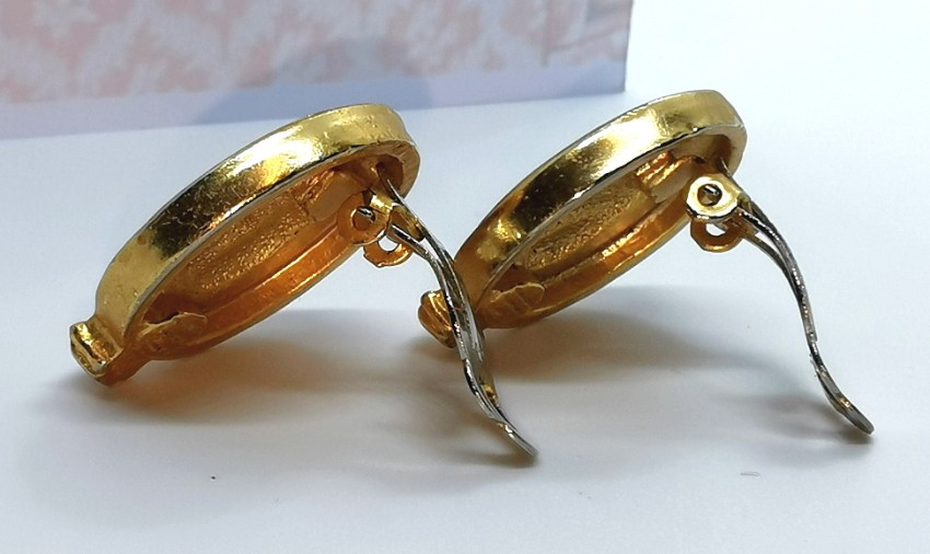 Preowned Bespoke Gold Tone Roman Intaglio Round Earrings Yellow metal