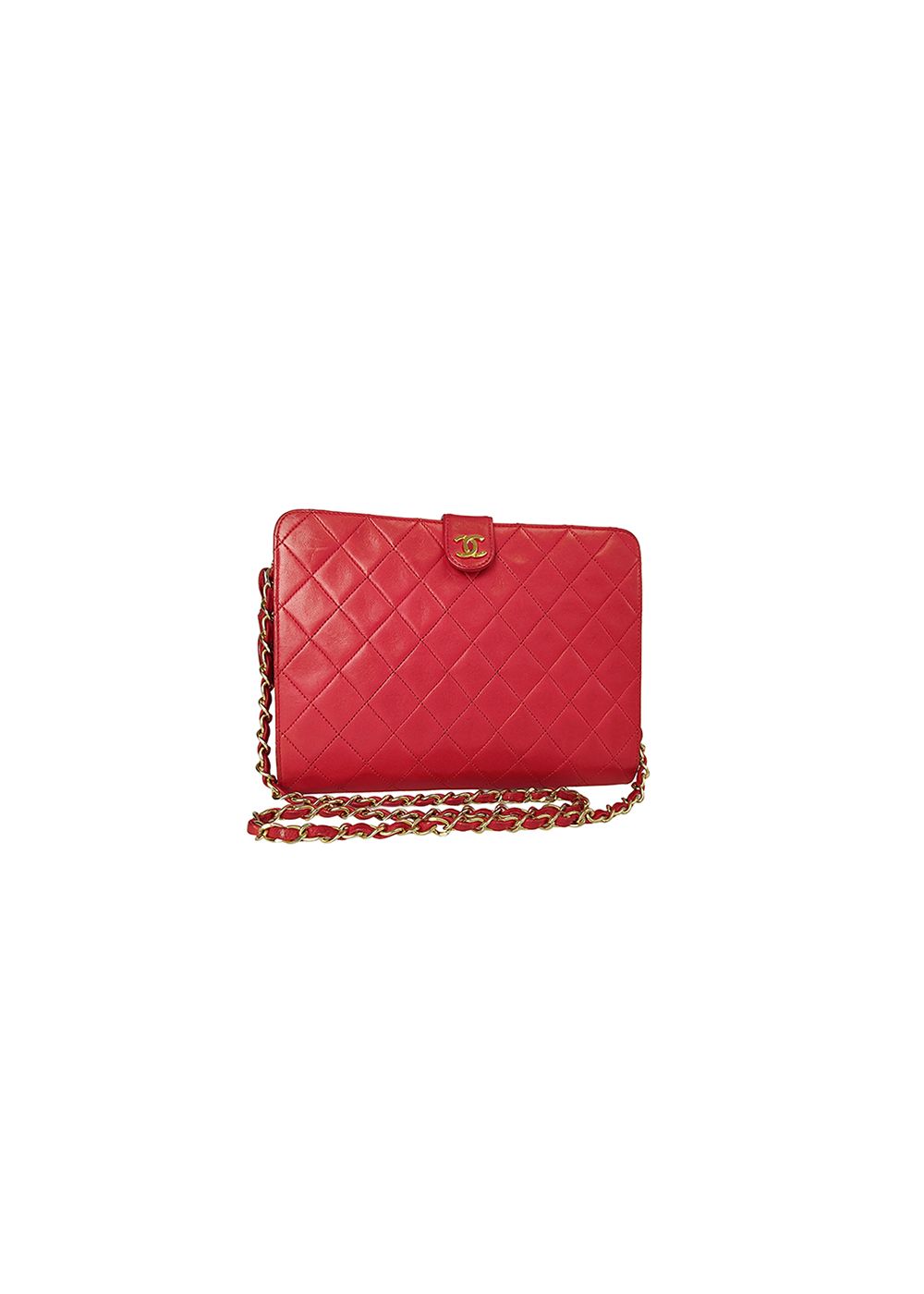 Preowned Chanel Vintage red leather quilted bag Rosso