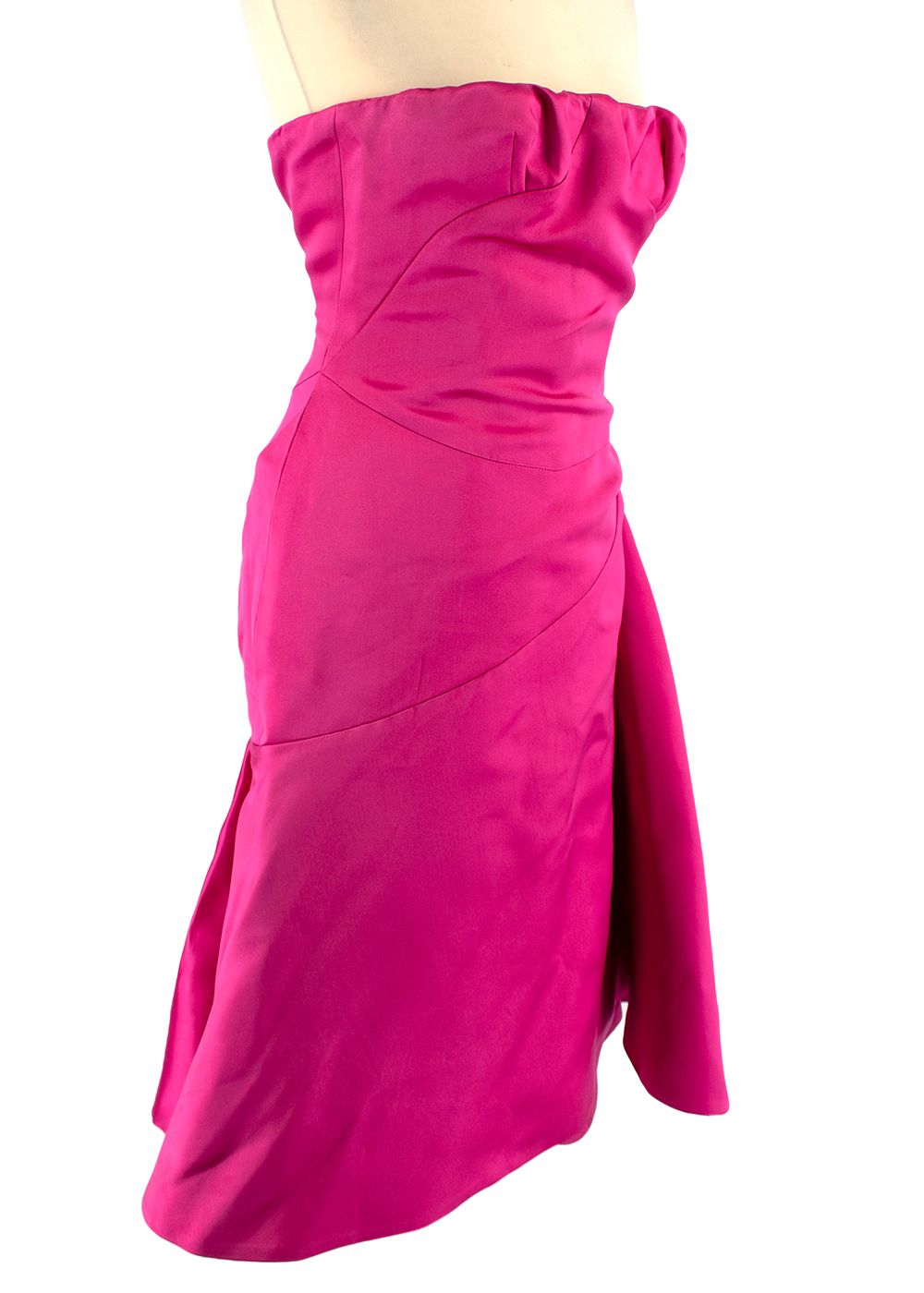 Preowned Versace Pink Silk Vintage Strapless Dress Size S hot pink