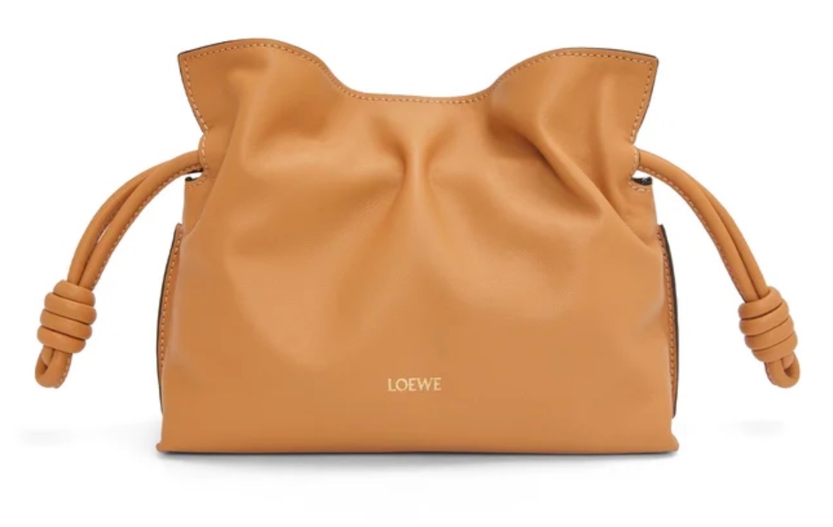 Preowned Loewe Camel Mini Flamenco  Clutch leather