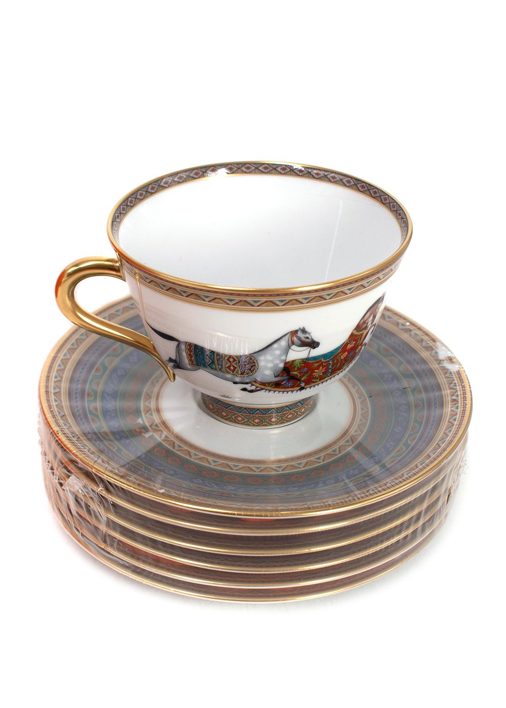 Hermes Cheval d'Orient Set of 6 Tea Cups  Saucers