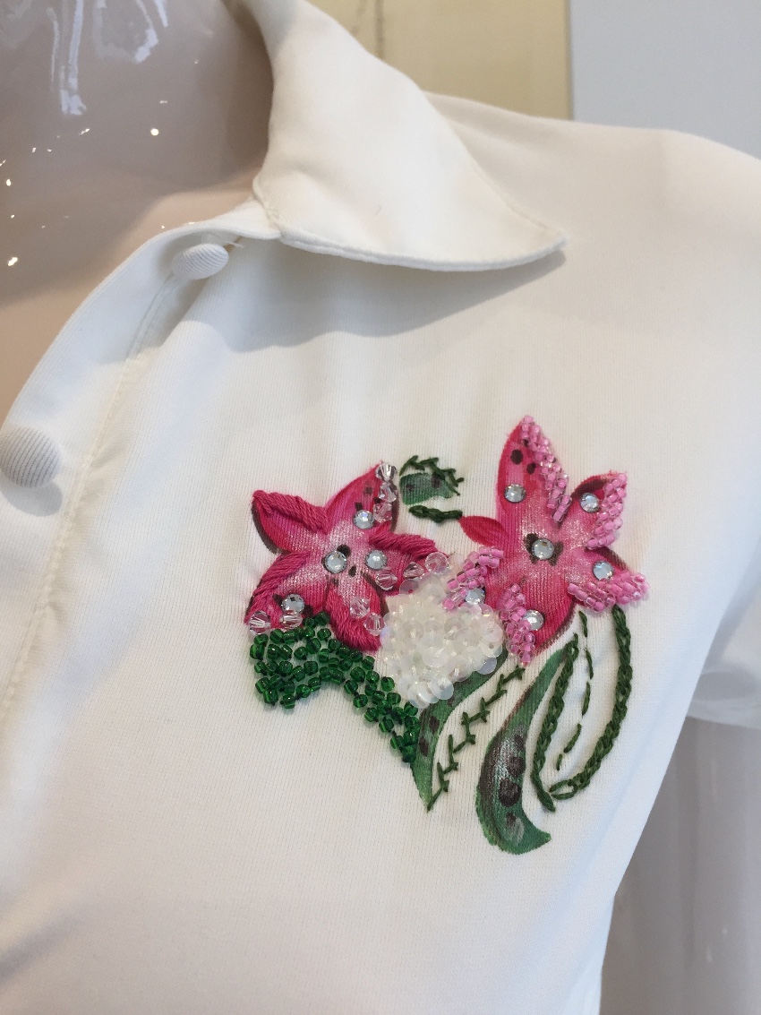 Blumarine Hand Painted  Embroidered Floral Top Size S