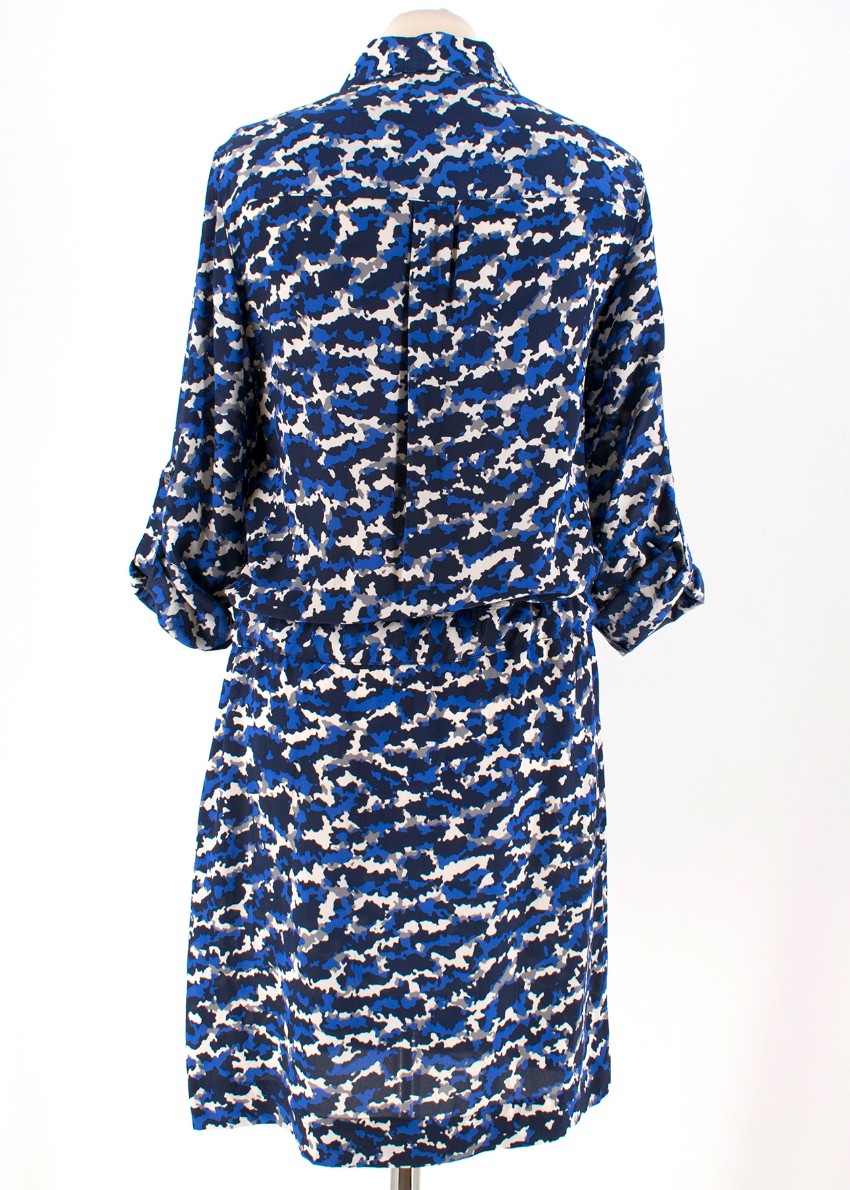 Max  Moi Camouflage Print Silk Short Dress Size XXS Blue