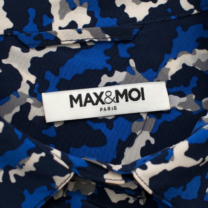 Max  Moi Camouflage Print Silk Short Dress Size XXS Blue