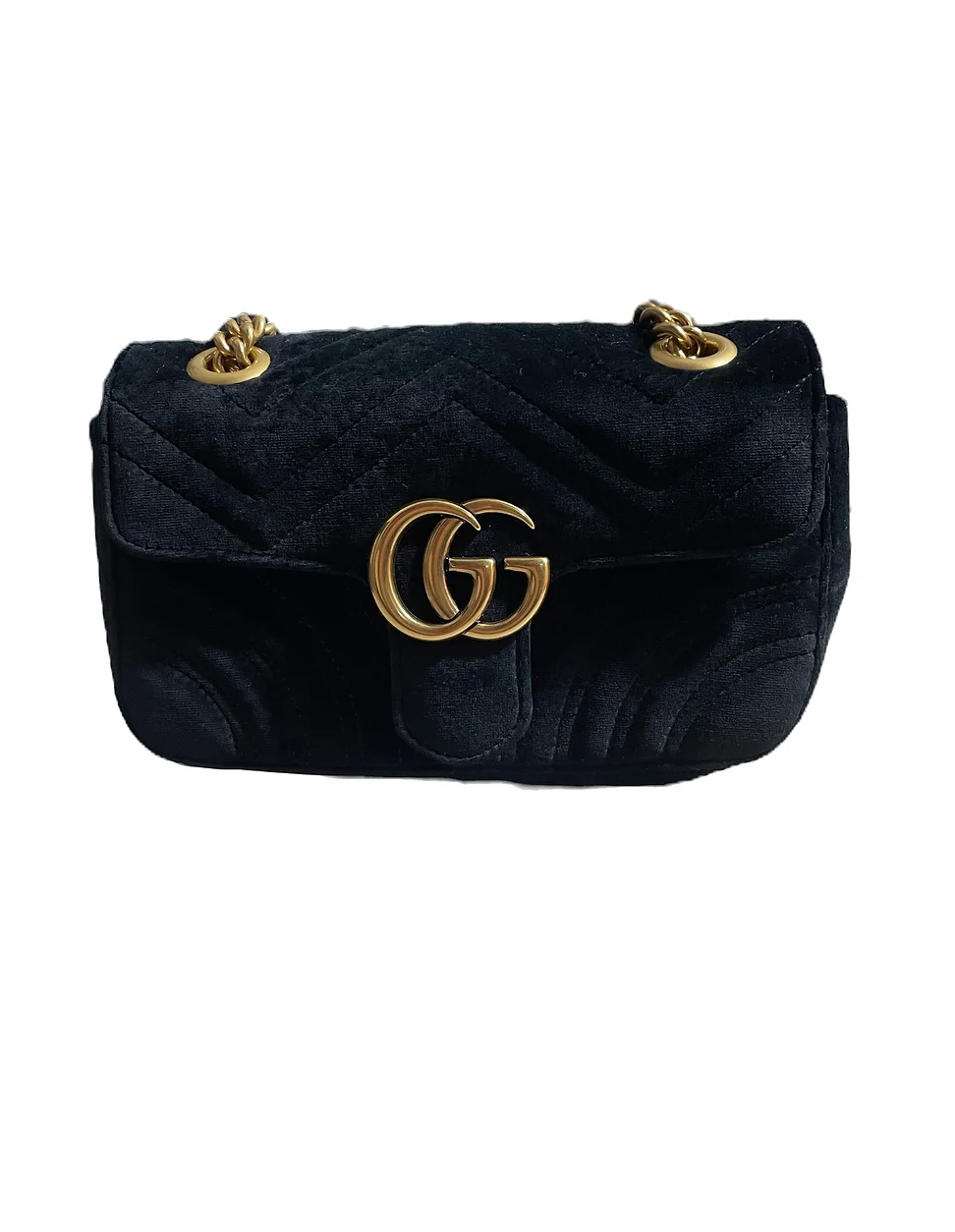 Gucci Black Velvet Marmont Chain Flap Bag