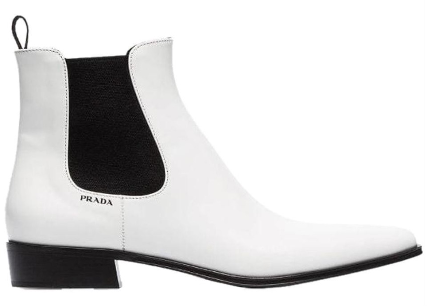 Prada White Leather 30 Ankle Boots Size 37