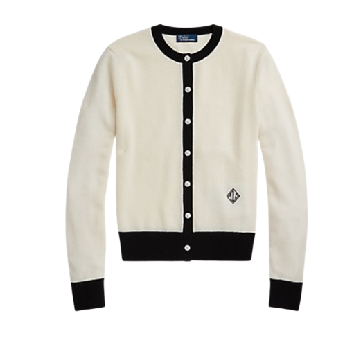 Ralph Lauren Cream Logo Cashmere Cardigan Size S