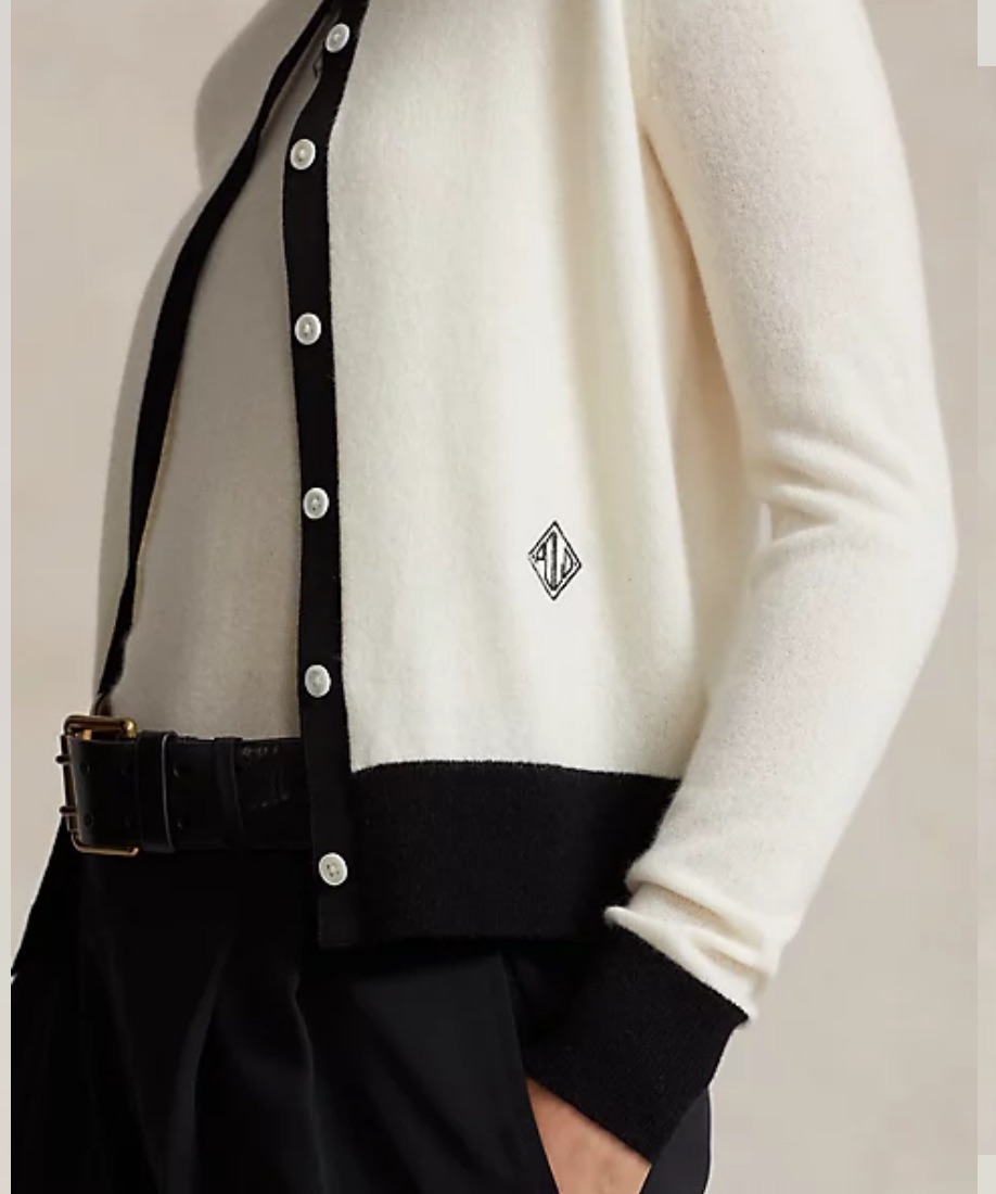 Ralph Lauren Cream Logo Cashmere Cardigan Size S