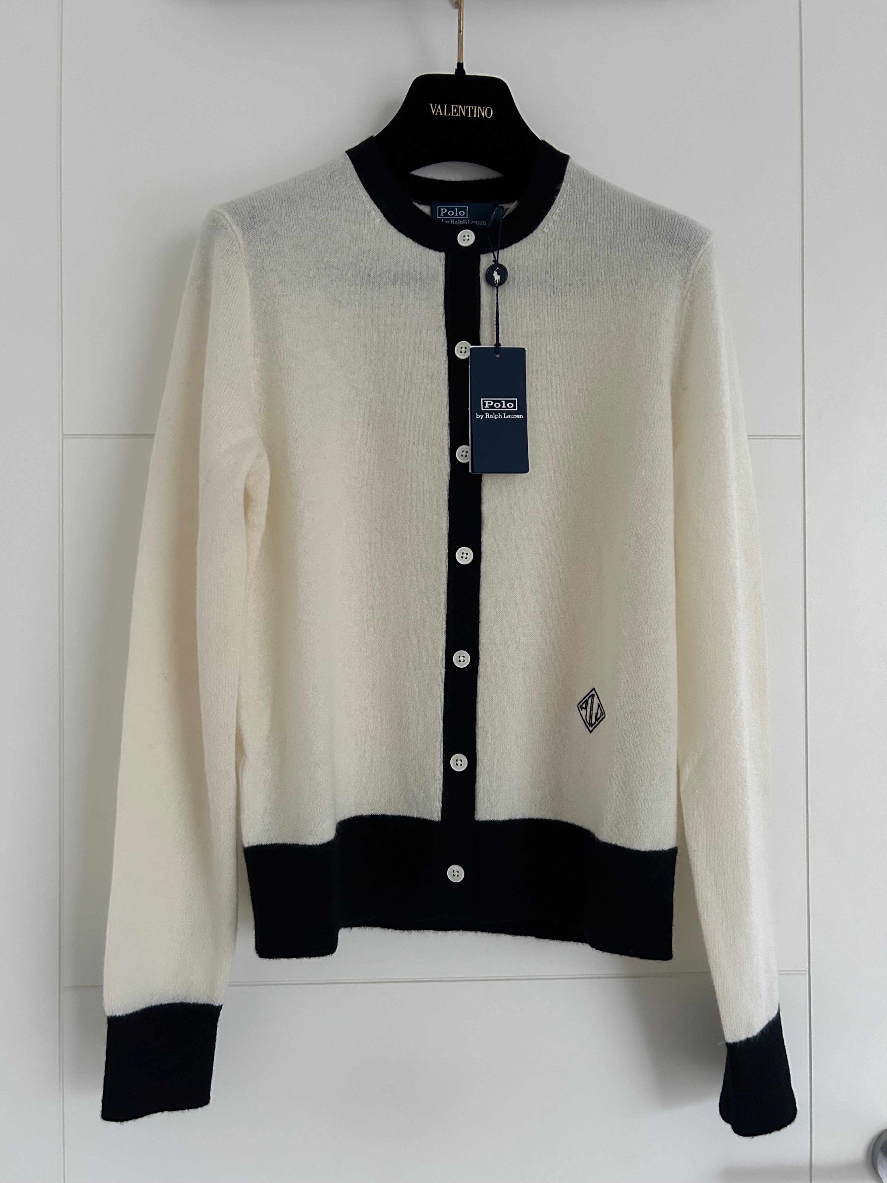 Ralph Lauren Cream Logo Cashmere Cardigan Size S