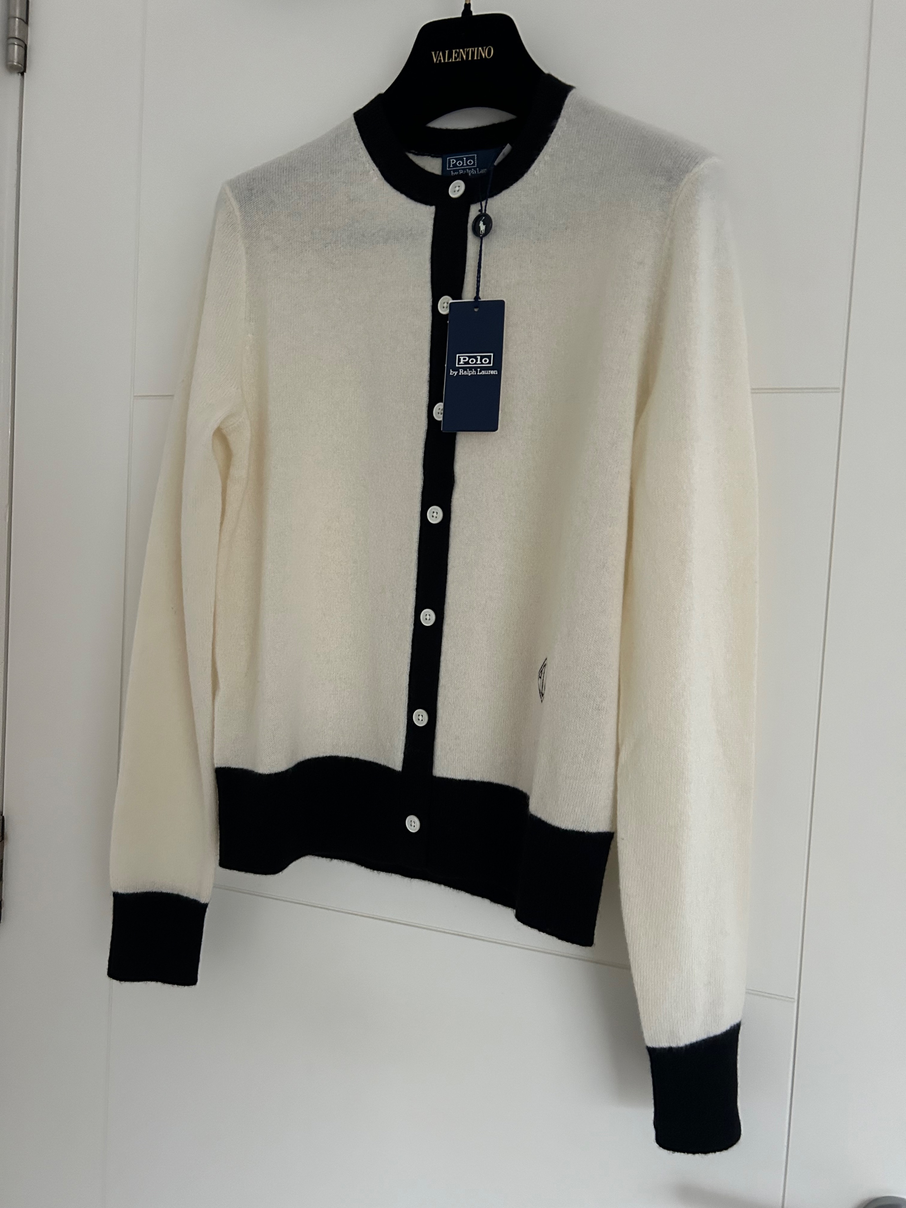 Ralph Lauren Cream Logo Cashmere Cardigan Size S