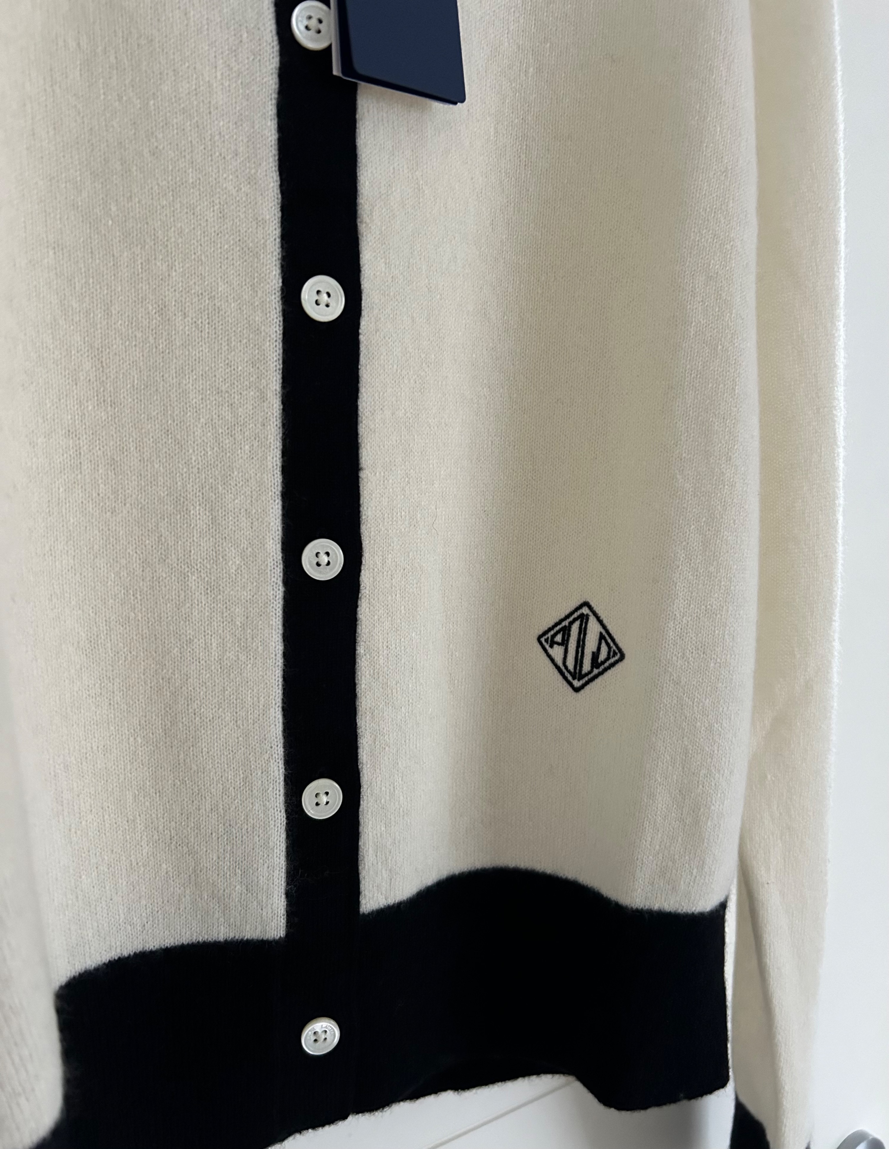 Ralph Lauren Cream Logo Cashmere Cardigan Size S