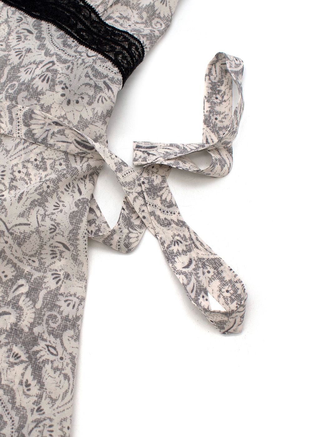 Preowned Grey Paisley Lace Detail Slip Dress