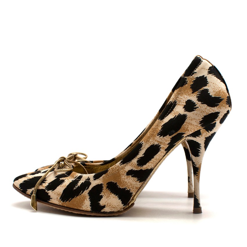 Casadei Leopard Print Canvas Pumps Size 36 Animal Print leather