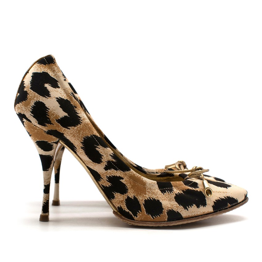 Casadei Leopard Print Canvas Pumps Size 36 Animal Print leather