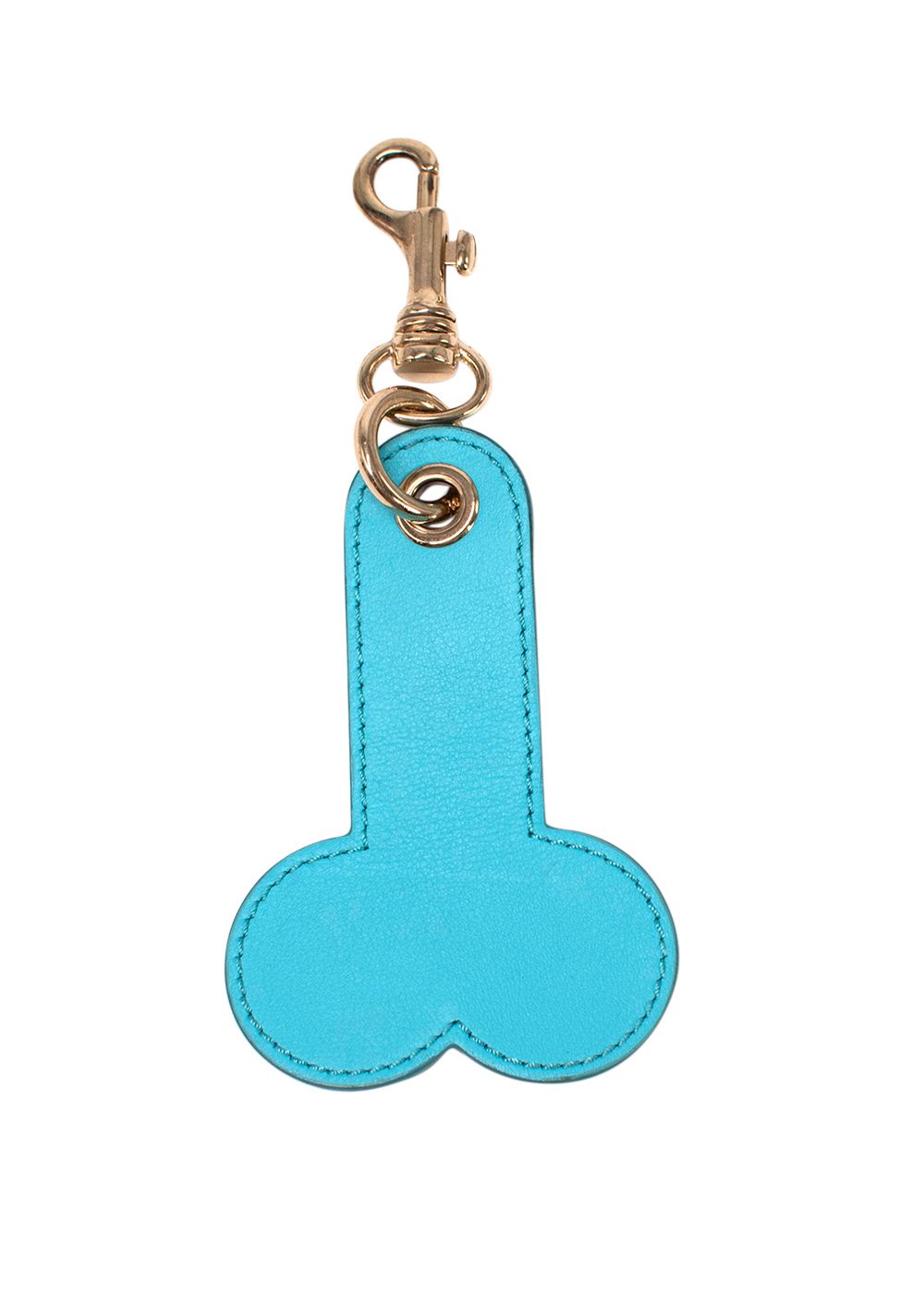 JW Anderson Blue Leather Penis Keyring teal