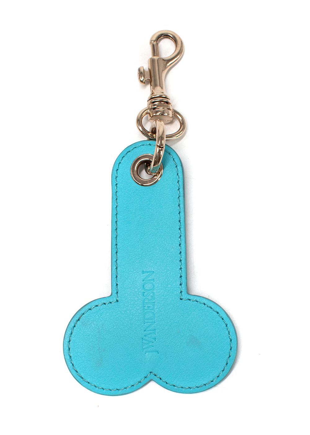 JW Anderson Blue Leather Penis Keyring teal