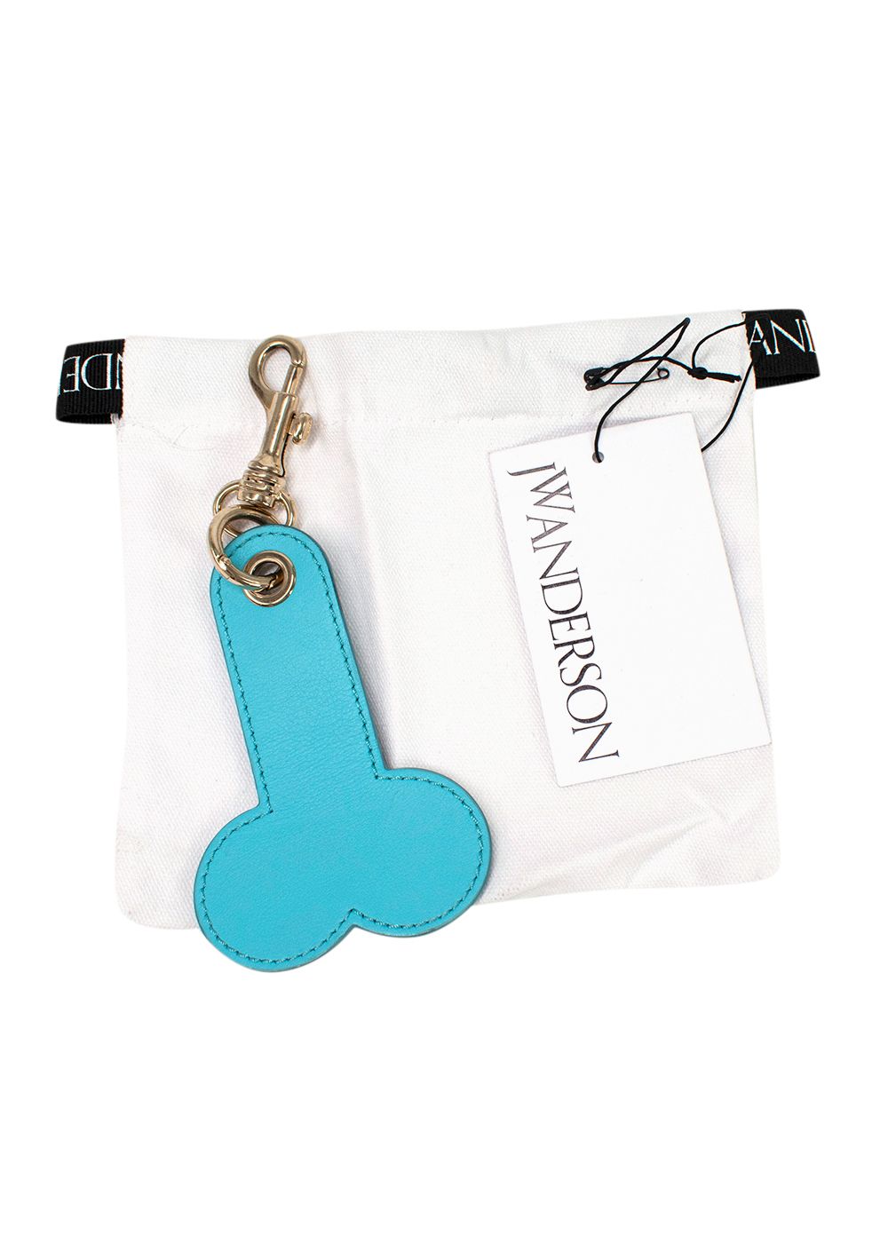 JW Anderson Blue Leather Penis Keyring teal