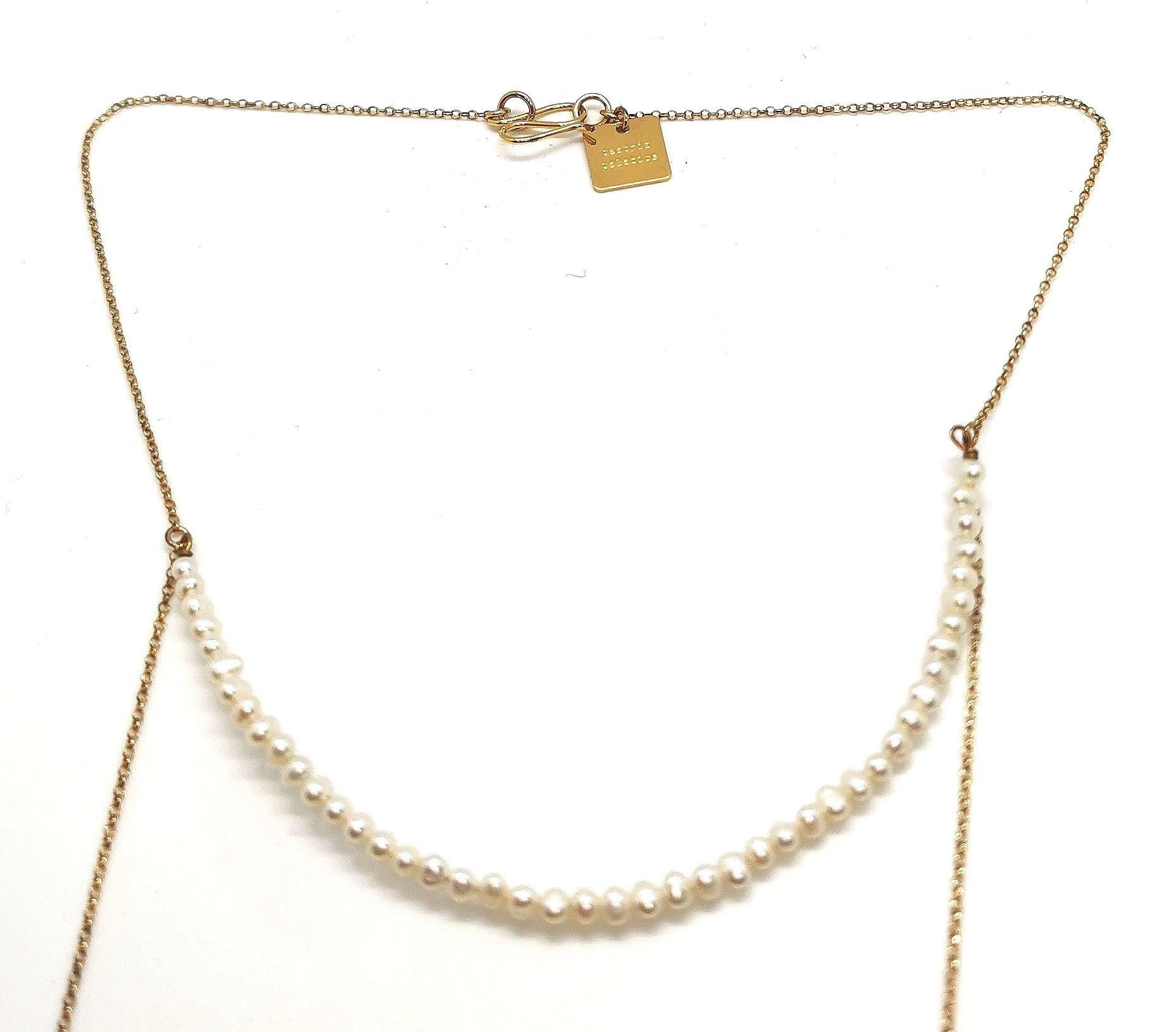 Beatriz Palacios Pearl Chain Necklace Gold silver