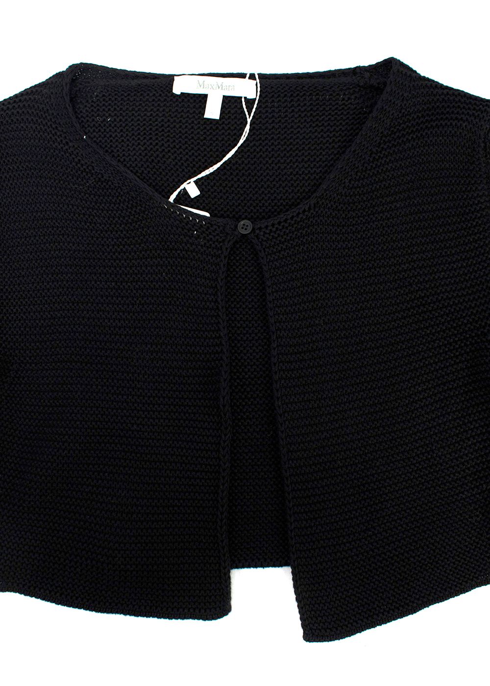 MaxMara Black Silk and Linen Blend Cropped Cardigan Size S