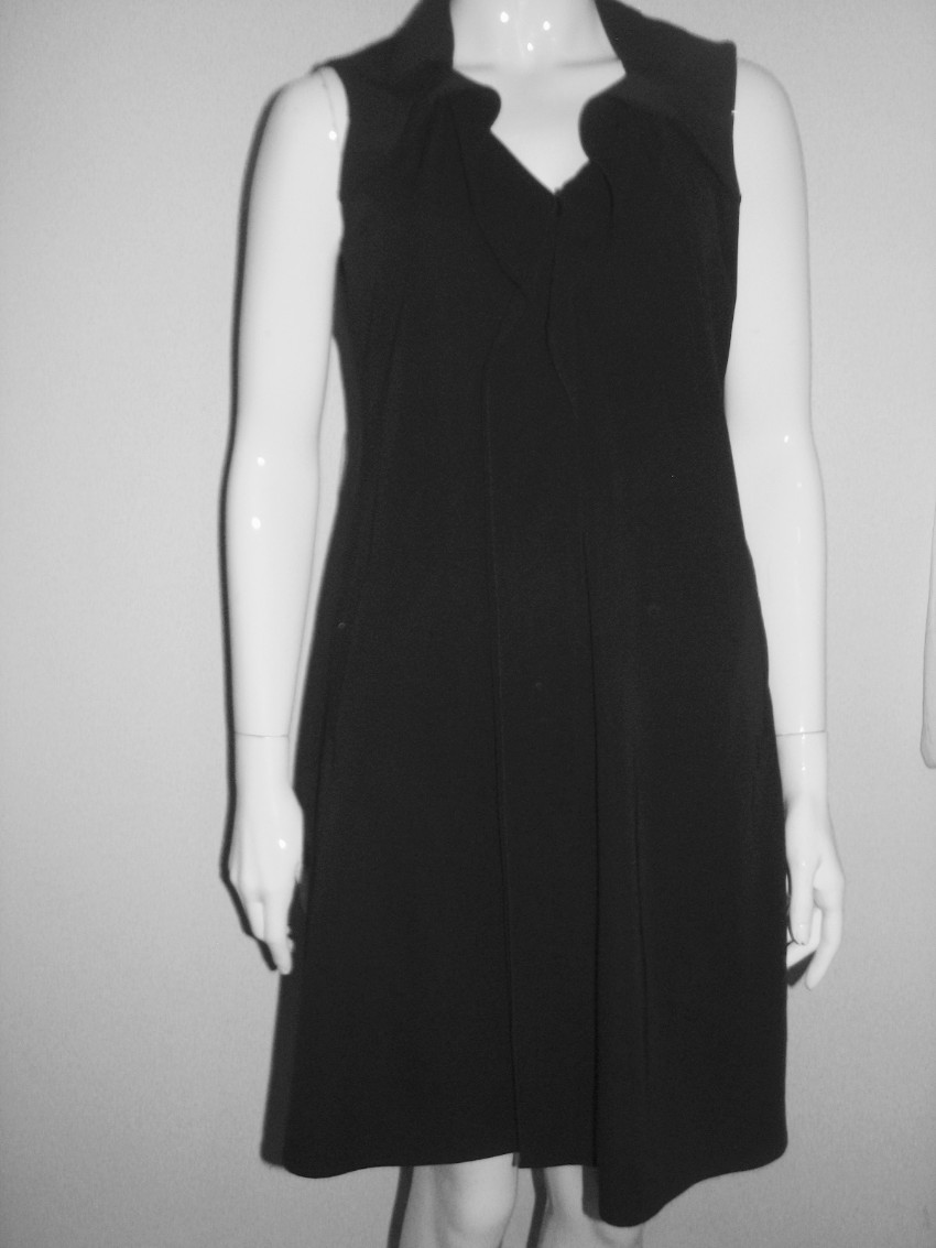 Preowned Elie Tahari Ruffled Black Silk Dress Size S