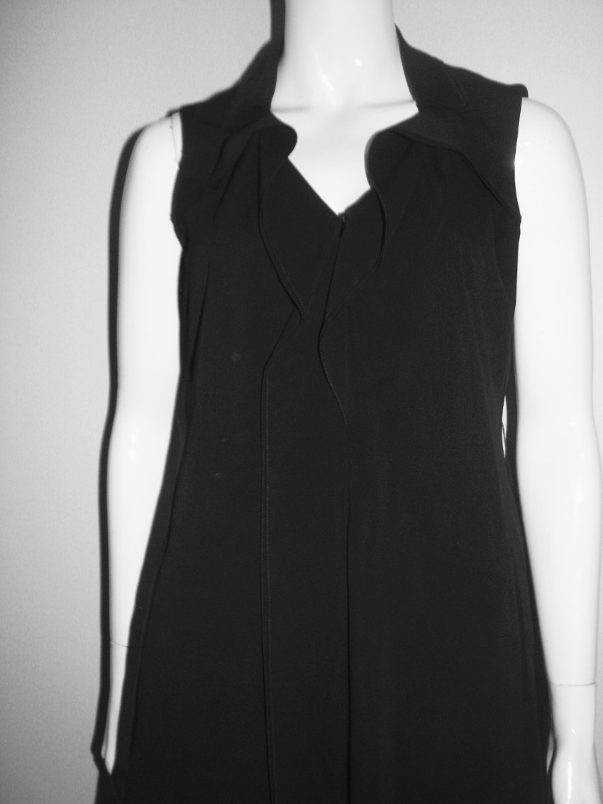 Preowned Elie Tahari Ruffled Black Silk Dress Size S