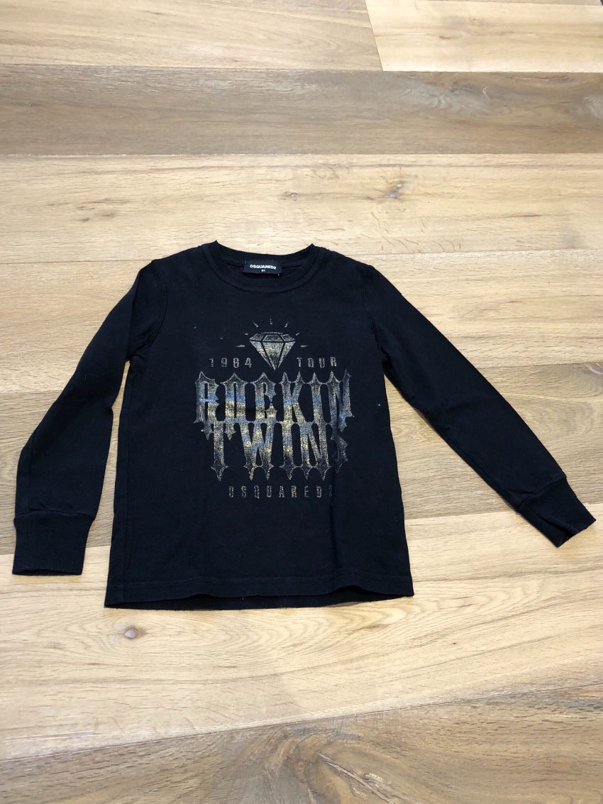 Preowned DSquared Boys Kids Black Top Size 6 Years cotton