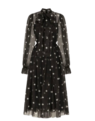 Dolce  Gabbanna Black Semi Sheer Polka Dot Dress Size XS Black white silk/elastane