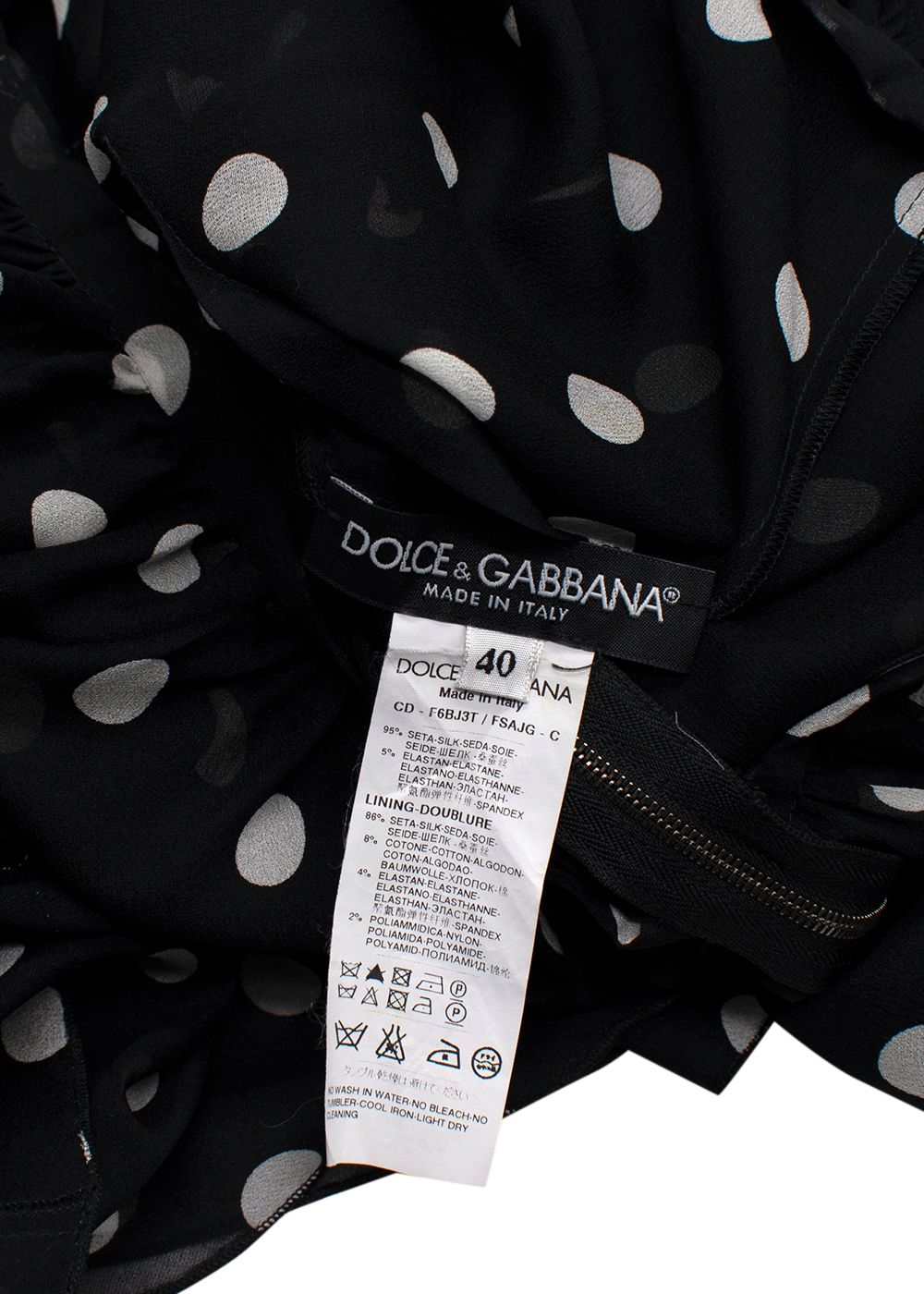 Dolce  Gabbanna Black Semi Sheer Polka Dot Dress Size XS Black white silk/elastane