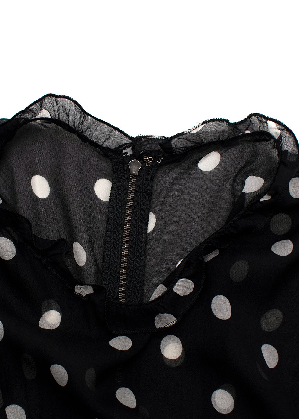 Dolce  Gabbanna Black Semi Sheer Polka Dot Dress Size XS Black white silk/elastane