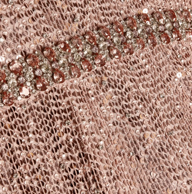 Jenny Packham Pink Georgia Sequin-Embellished Gown Size XXS Rose gold polyester