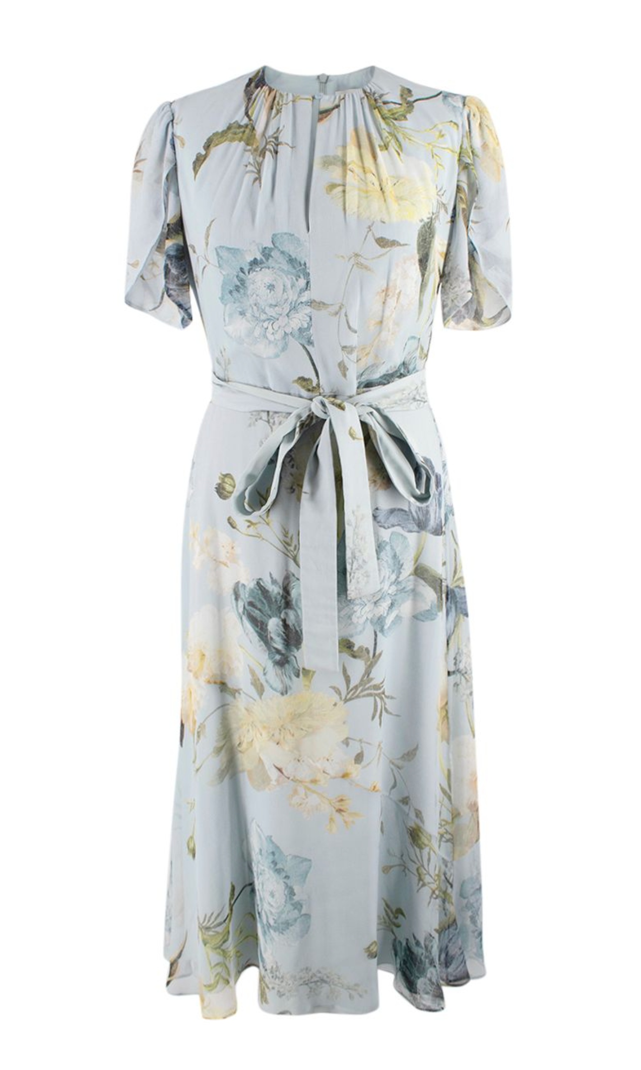 Erdem Laurelle Floral Silk Midi Dress Size S Baby Blue Floral