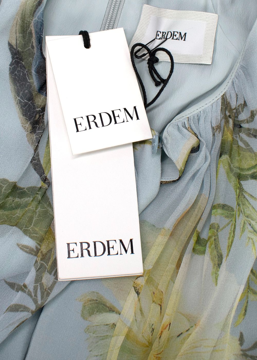 Erdem Laurelle Floral Silk Midi Dress Size S Baby Blue Floral