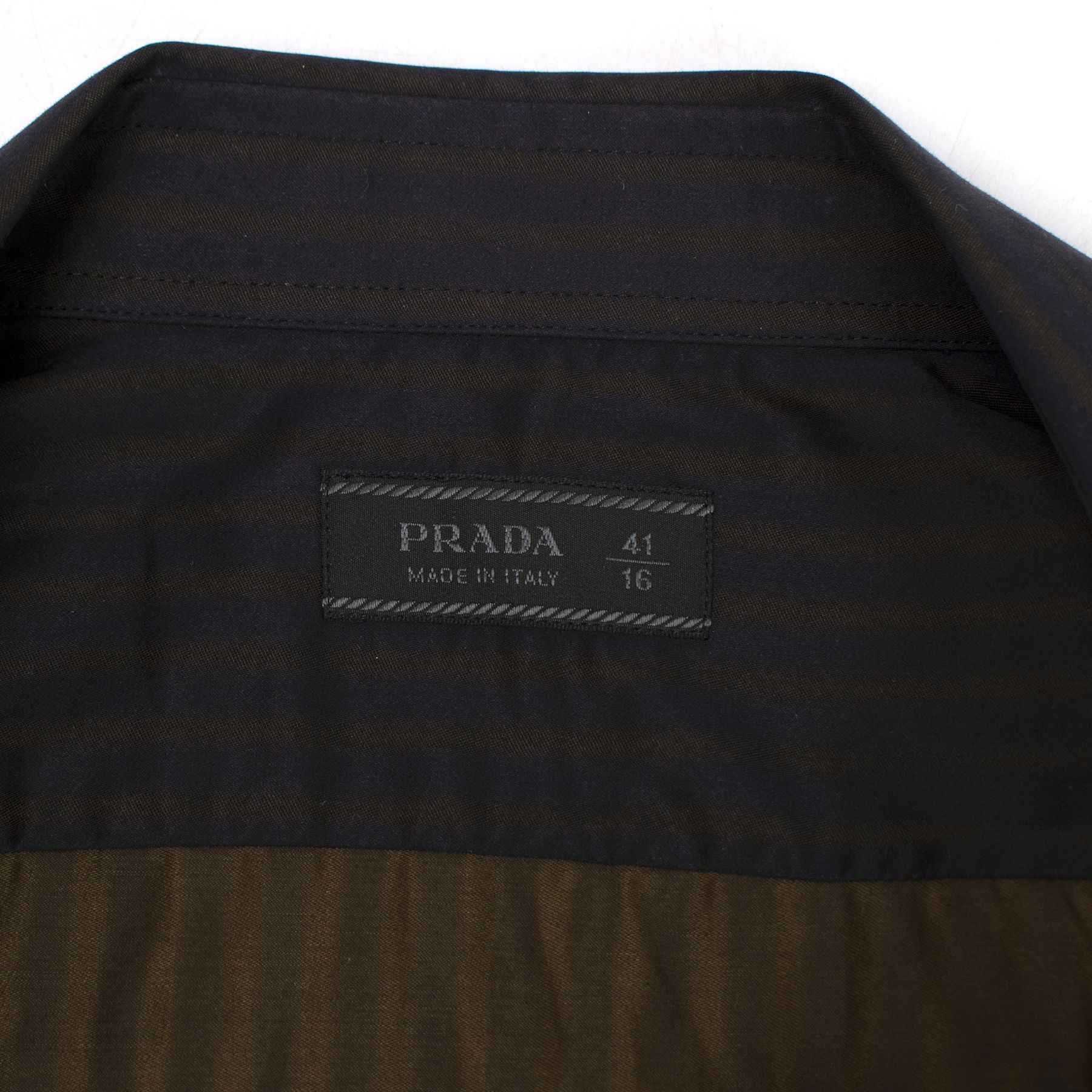 Men's Prada Brown Striped Cotton Shirt Size 16