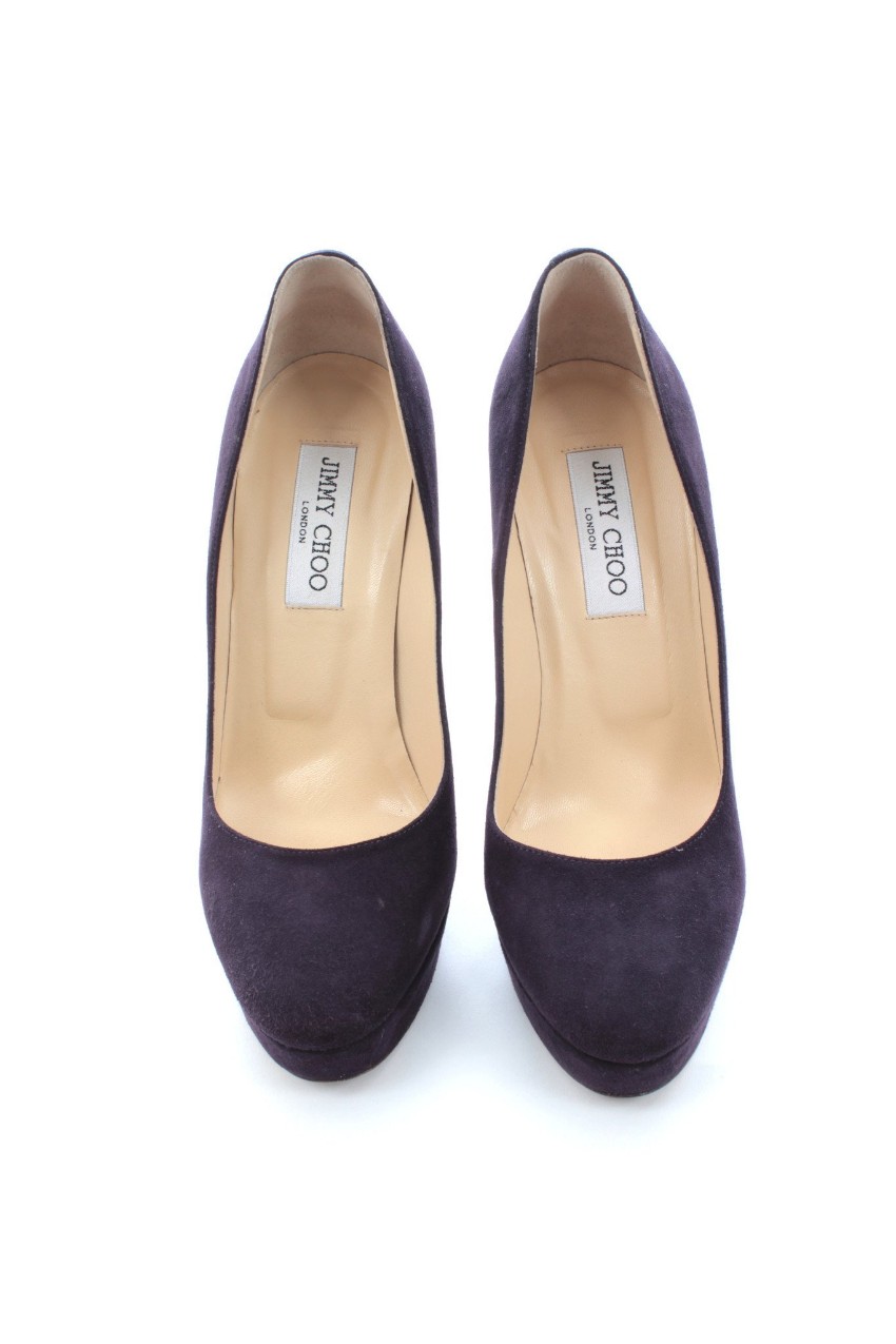 Preowned Jimmy Choo 'Cosmic' Suede Platform Pumps Size 39 Purple leather