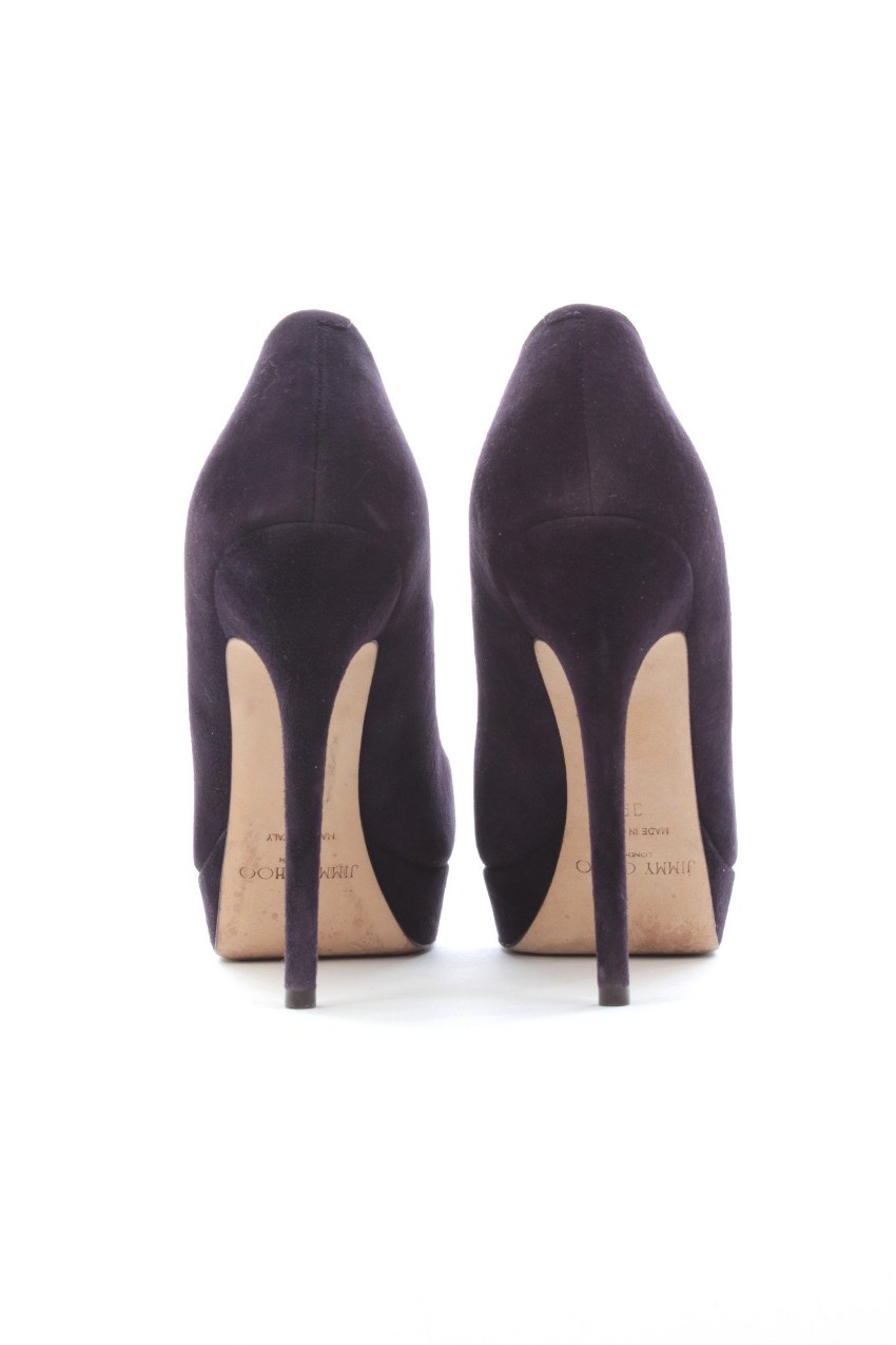 Preowned Jimmy Choo 'Cosmic' Suede Platform Pumps Size 39 Purple leather