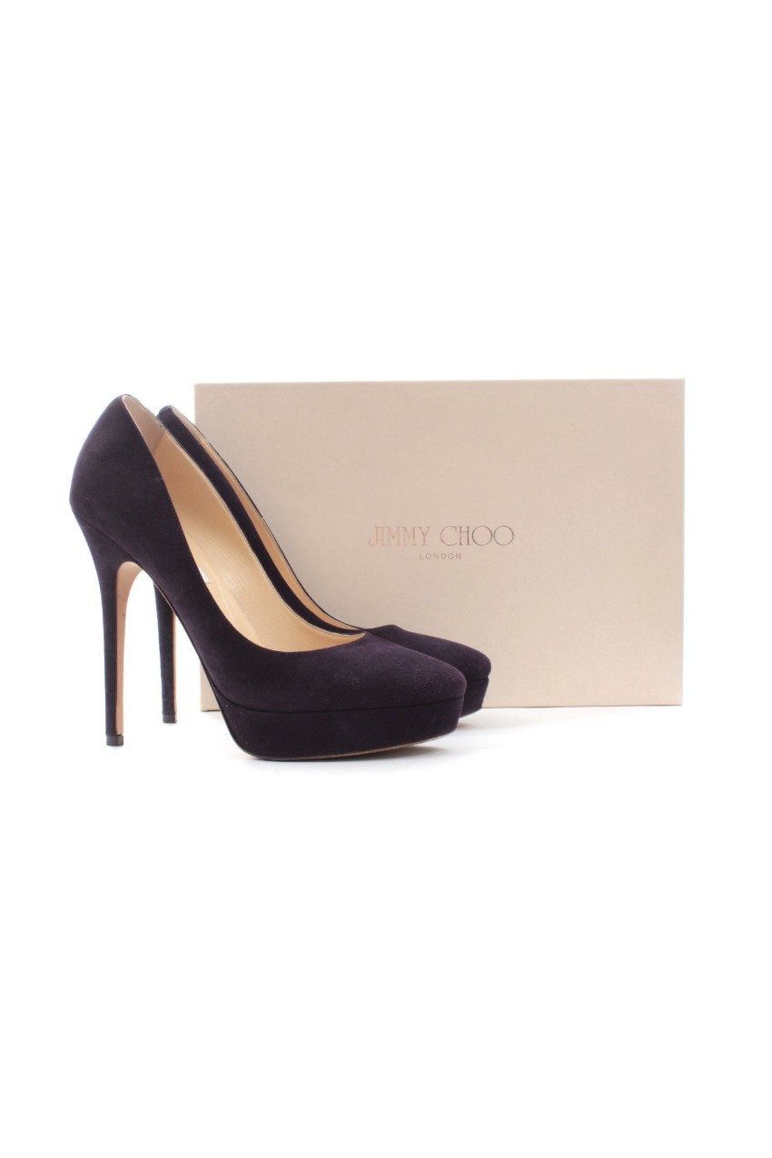 Preowned Jimmy Choo 'Cosmic' Suede Platform Pumps Size 39 Purple leather