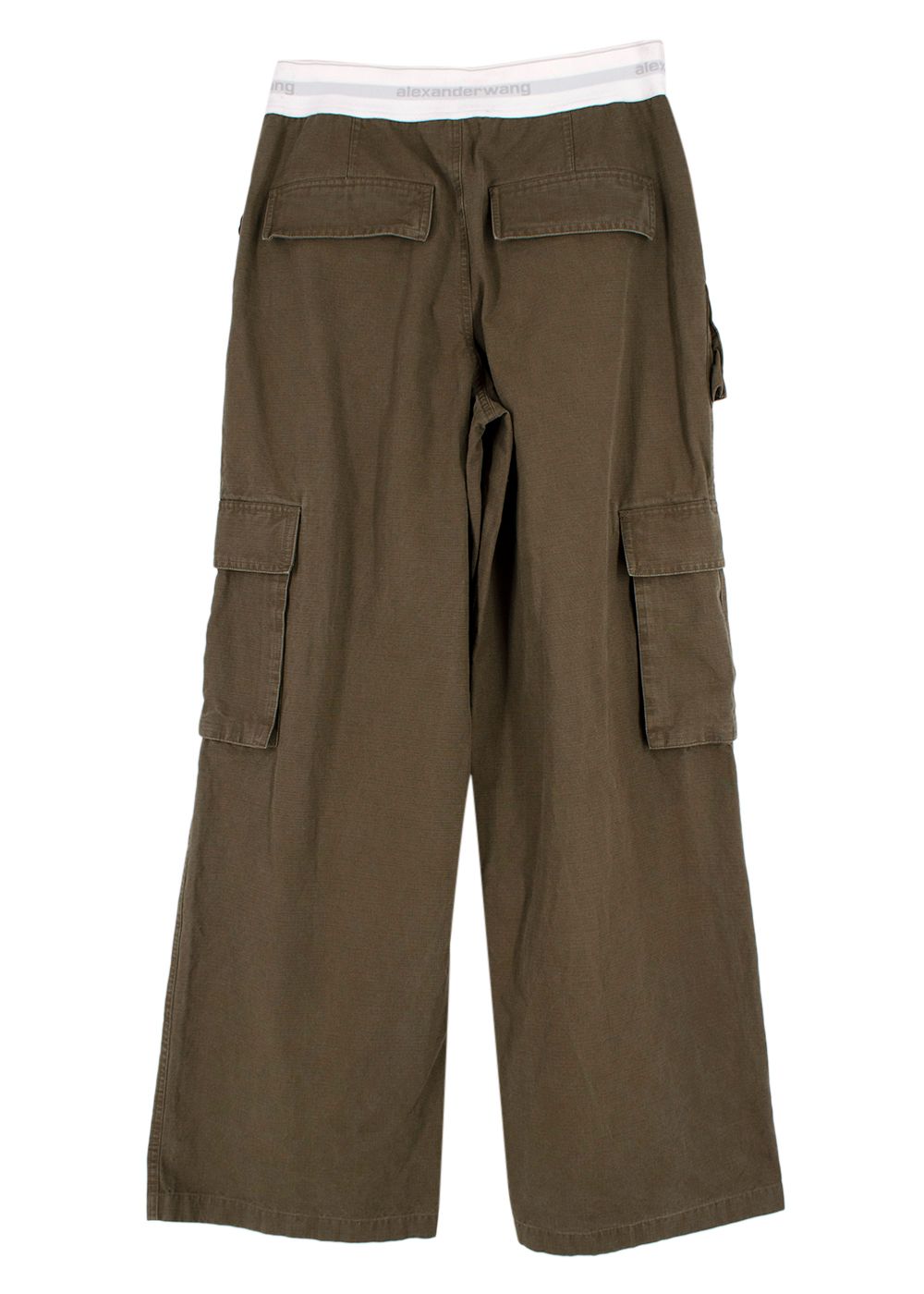 Alexander Wang Khaki Cargo Trousers with White Logo Band Size S