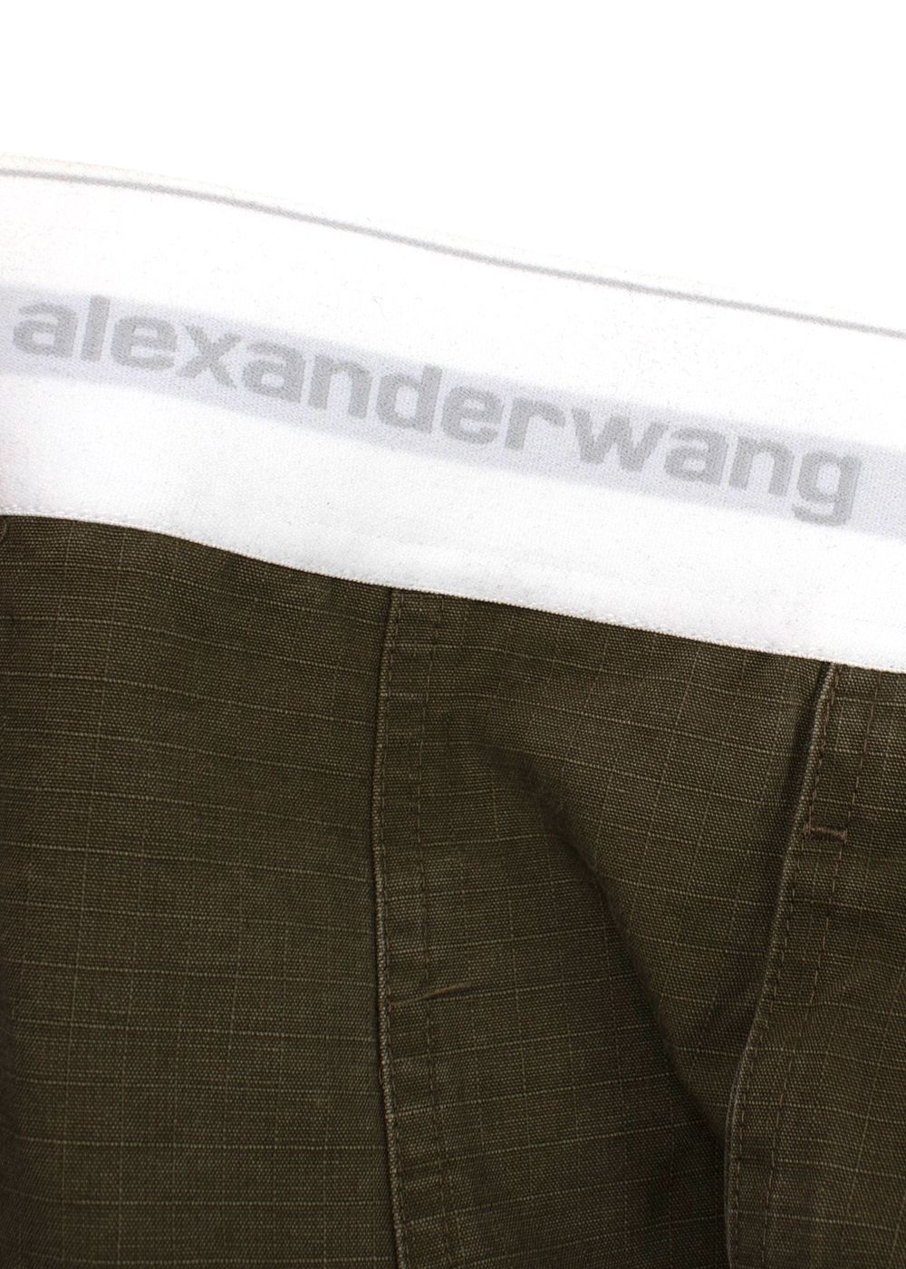 Alexander Wang Khaki Cargo Trousers with White Logo Band Size S